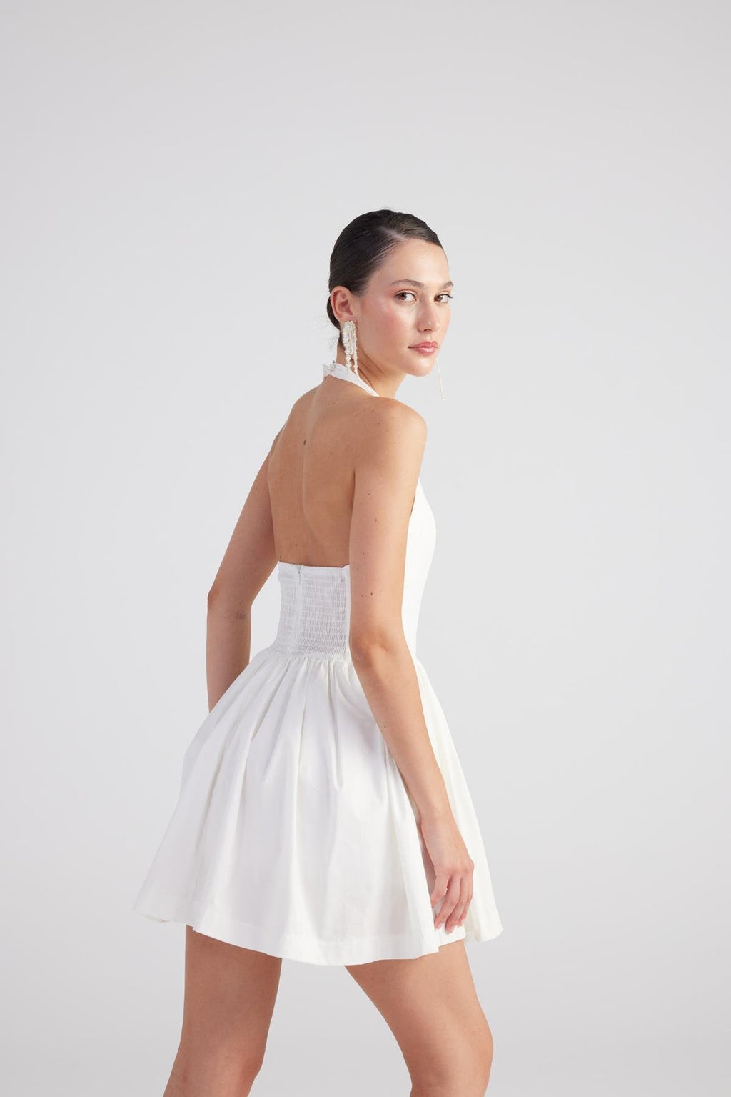 Teresa Women's White Pleated Skirt Mini Dress UK