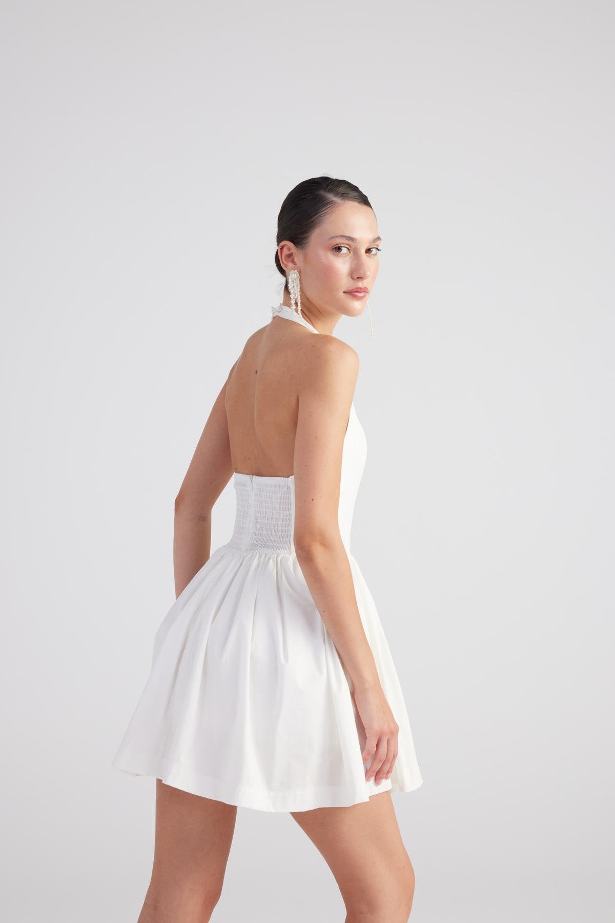 Teresa Women's White Pleated Skirt Mini Dress UK