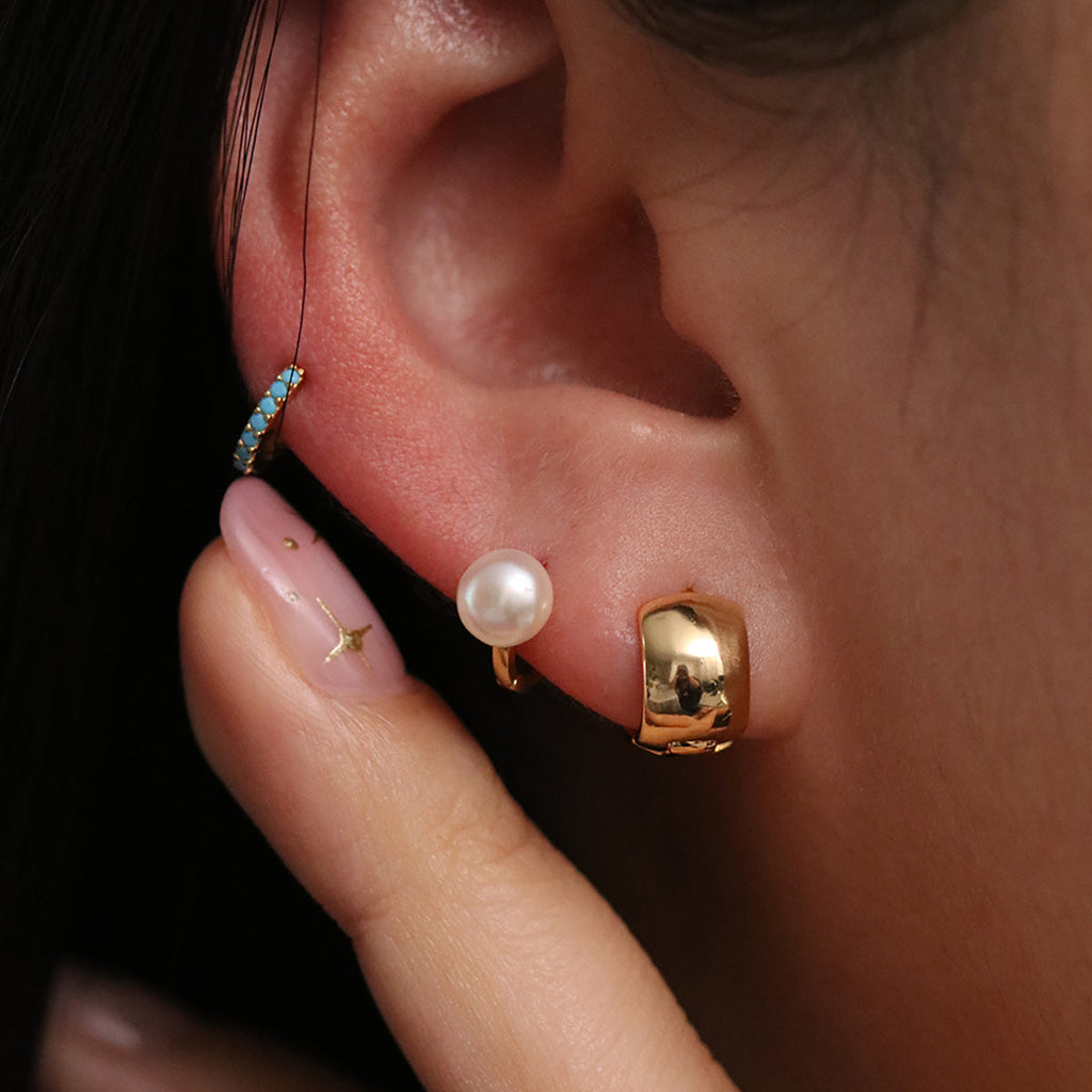 Freshwater Pearl Huggie Hoop Earrings – Women's 925 Sterling Silver Earrings UK