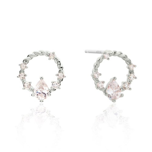 Cubic Zirconia Circle Rope Earrings – Women's 925 Sterling Silver Hoop Earrings UK