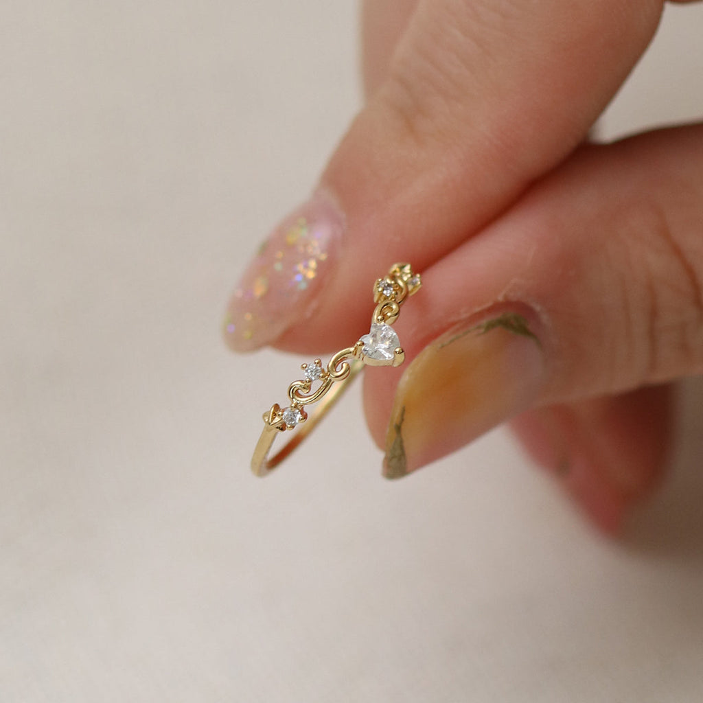 Elegant Heart Ring for Women – Gold Plated Statement Ring UK