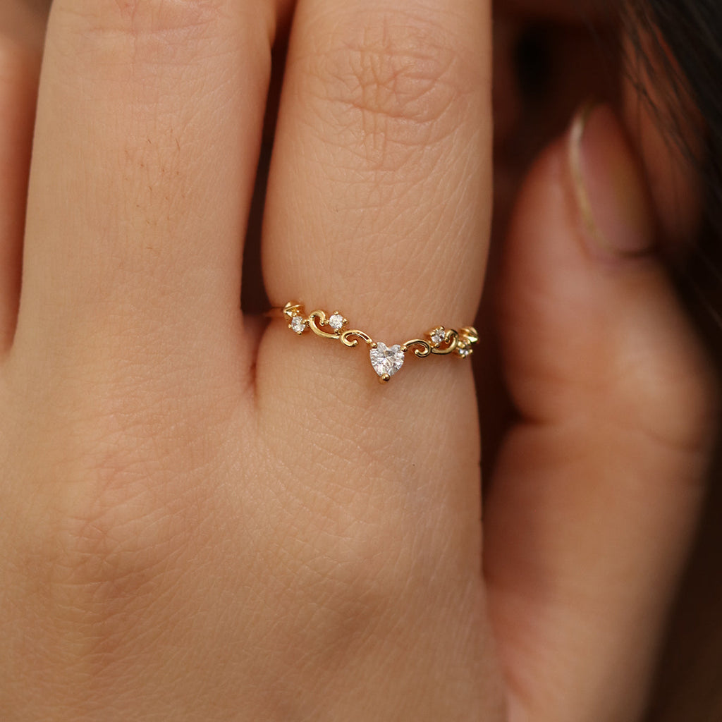 Elegant Heart Ring for Women – Gold Plated Statement Ring UK