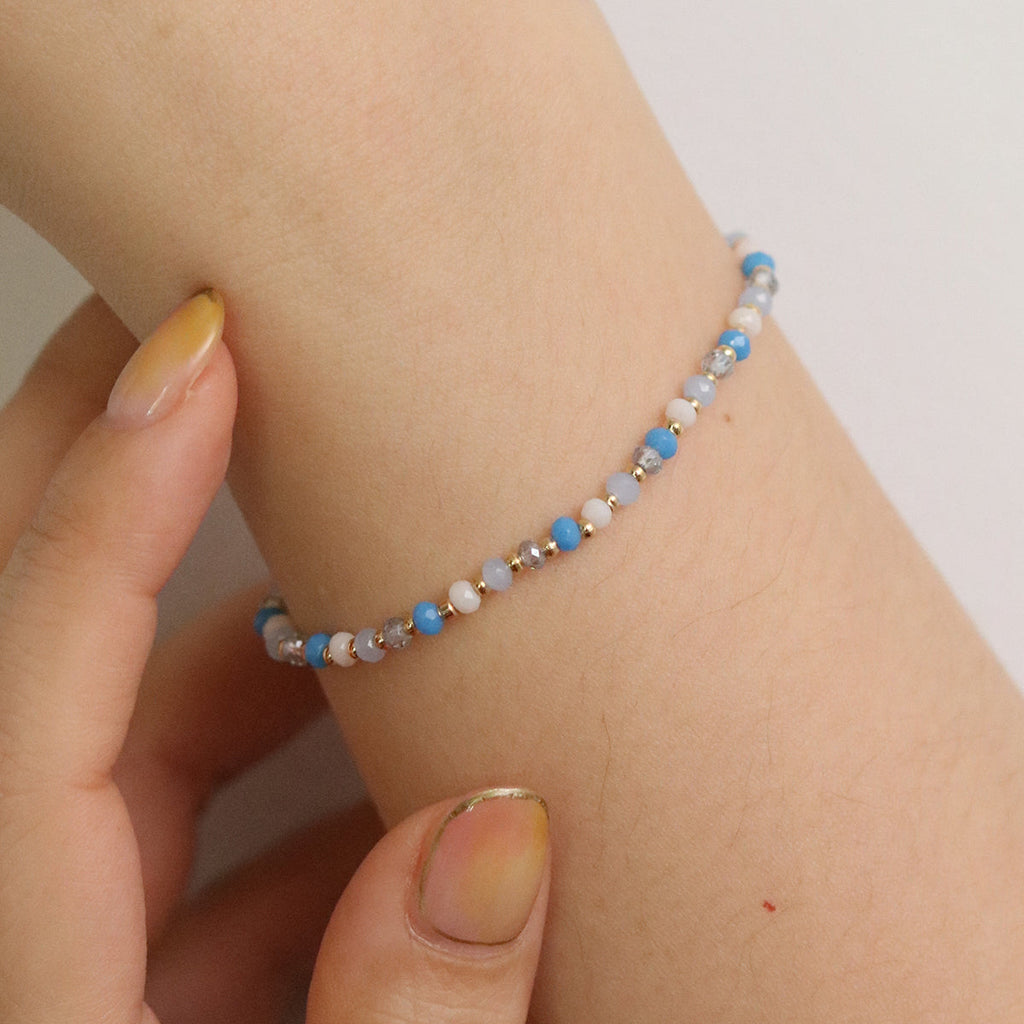 Gemstone Stretch Bracelet for Women – Gold Plated Stacking Bracelet UK