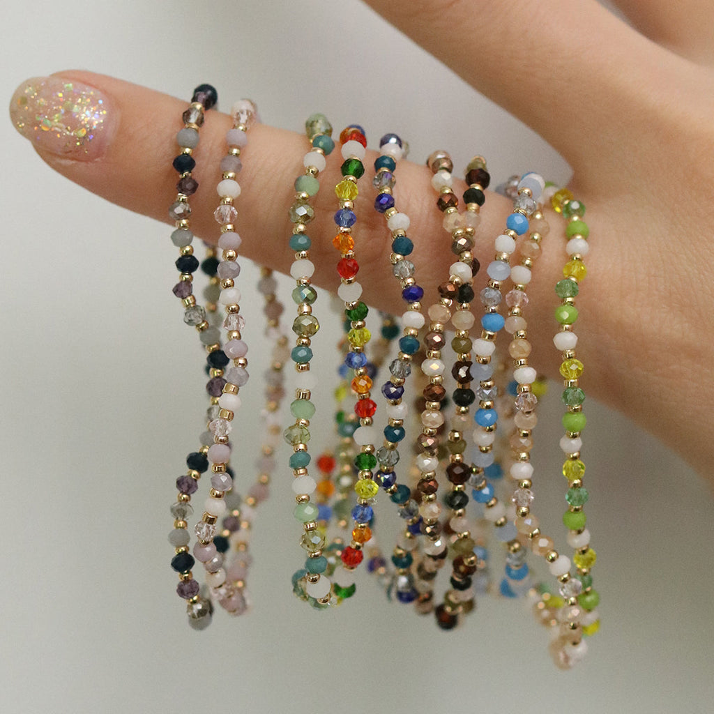 Gemstone Stretch Bracelet for Women – Gold Plated Stacking Bracelet UK