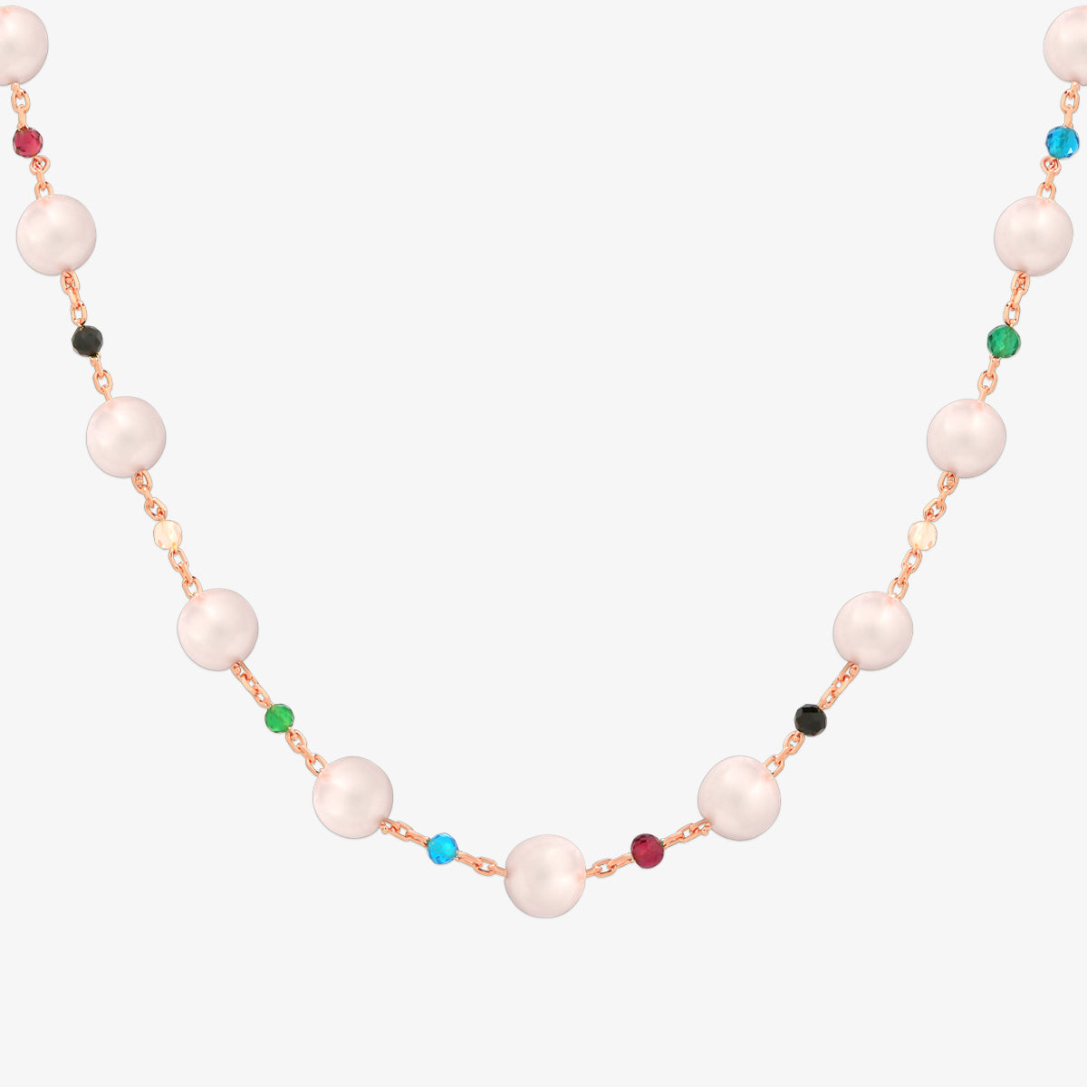 Rainbow Pearl Bead Necklace – Women's 925 Sterling Silver Layering Necklace UK