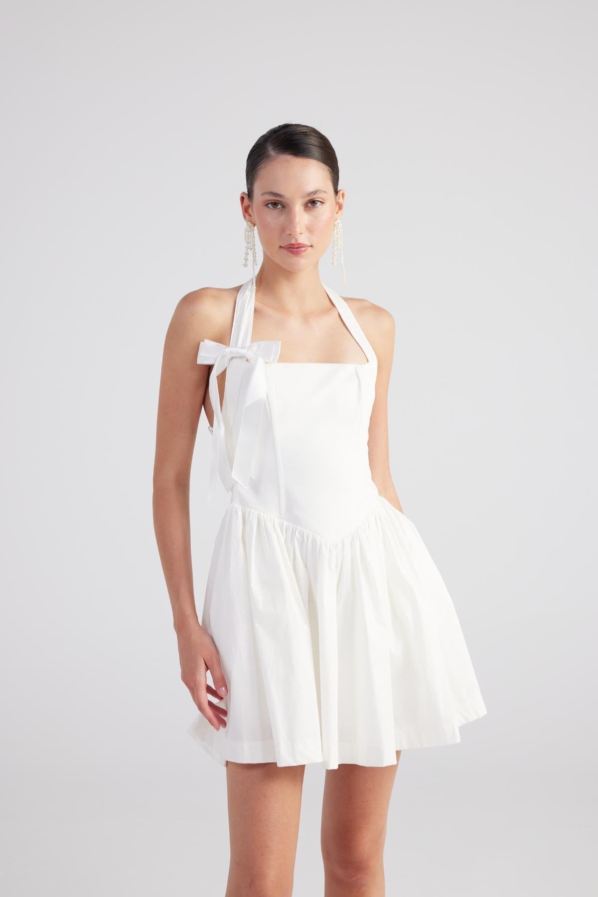 Teresa Women's White Pleated Skirt Mini Dress UK