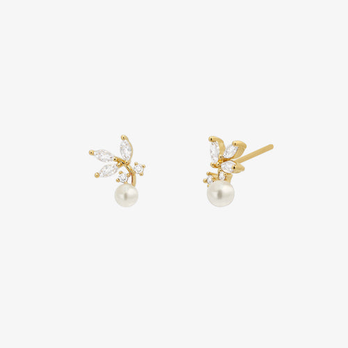 Cubic Zirconia Branch Pearl Drop Earrings – Women's 925 Sterling Silver Earrings UK