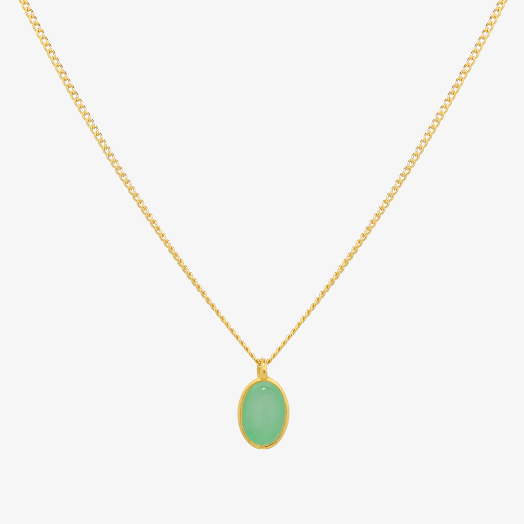 Gemstone Oval Pendant Necklace – Women's 925 Sterling Silver Necklace UK