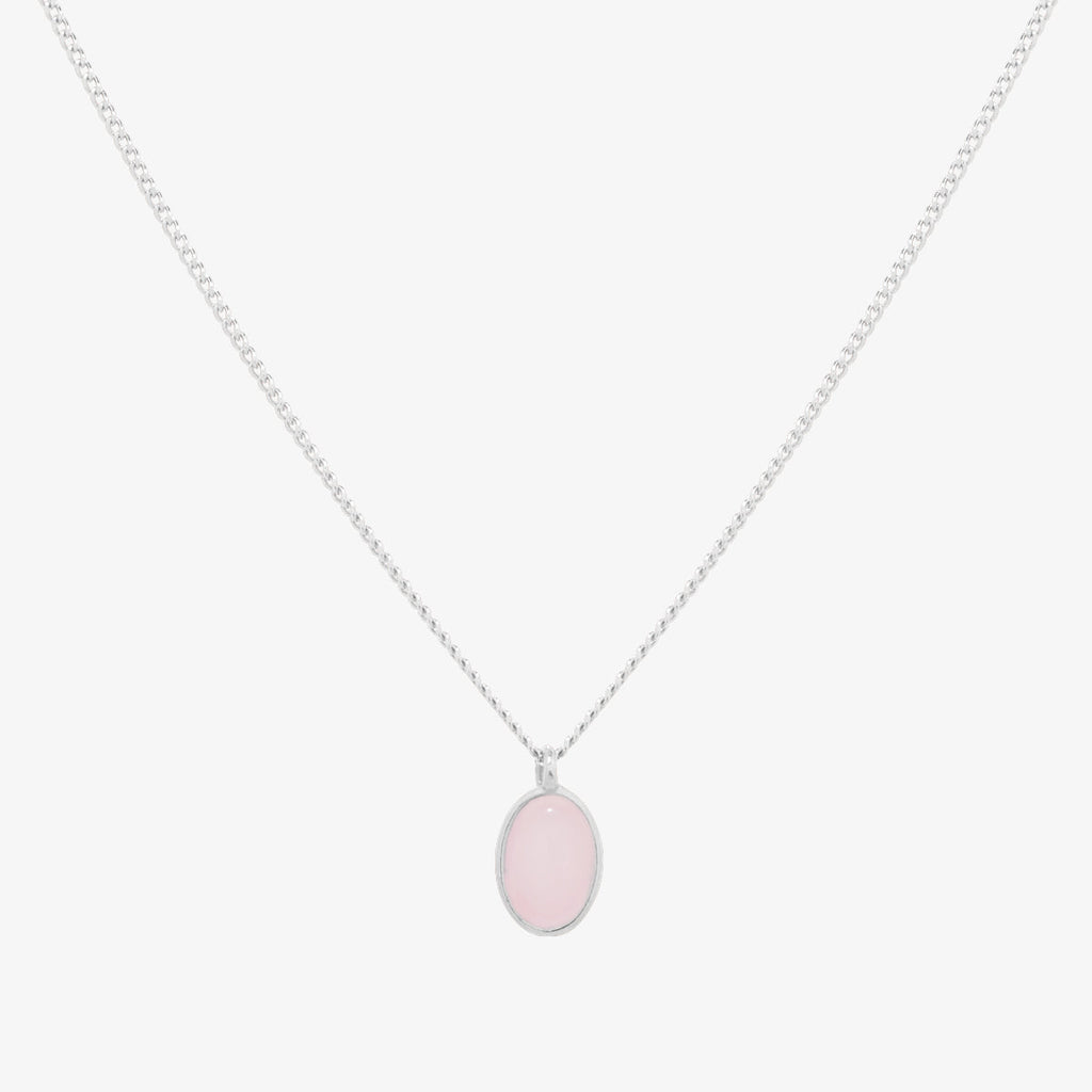 Gemstone Oval Pendant Necklace – Women's 925 Sterling Silver Necklace UK