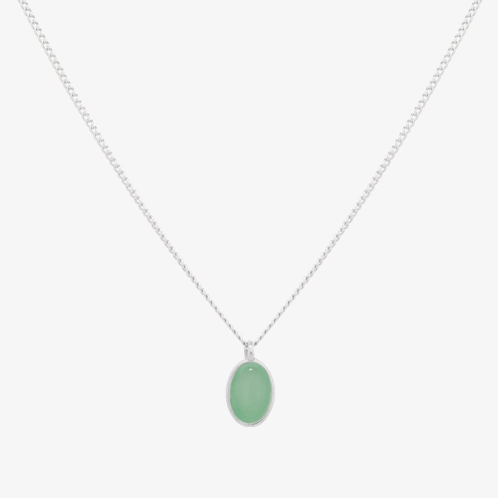 Gemstone Oval Pendant Necklace – Women's 925 Sterling Silver Necklace UK