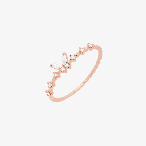 Cubic Zirconia Butterfly Ring – Women's Dainty Gold Plated Ring UK
